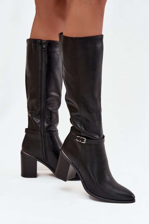 botas largas con estilo calentamiento con tacones con hebillas Sergio Leone KZ25738 de color negro botas largas con estilo calentamiento con tacones con hebillas Sergio Leone KZ25738 de color negro