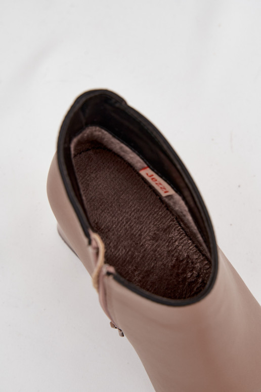 Piel Botas calentamiento con tacones beige Ivessara