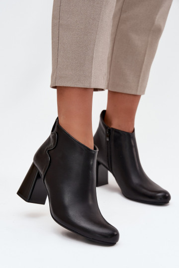 Piel Botas calentamiento con tacones de color negro Ivessara 2