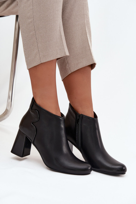Piel Botas calentamiento con tacones de color negro Ivessara