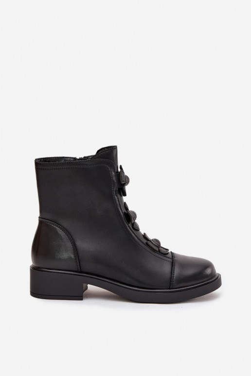 Piel Botas de mujer Con decoracionesi con motivos floraleskami calentamiento de color negro Belverine