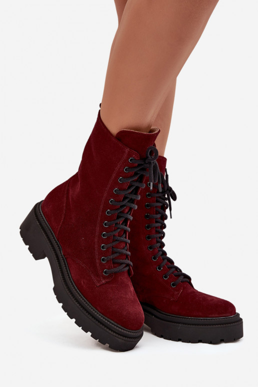 botines de trabajo FemeninoActivadoturalnego de gamuza calentamiento Zazoo 4213 borgoña