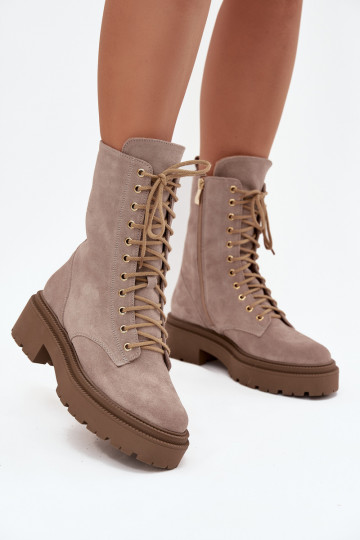 botines de trabajo FemeninoActivadoturalnego de gamuza calentamiento Zazoo 4213 beige