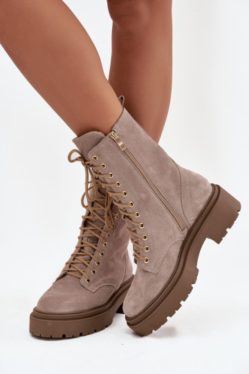 botines de trabajo FemeninoActivadoturalnego de gamuza calentamiento Zazoo 4213 beige 2