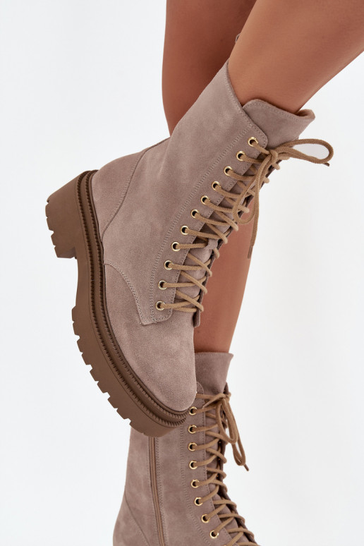 botines de trabajo FemeninoActivadoturalnego de gamuza calentamiento Zazoo 4213 beige