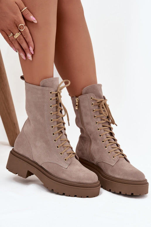 botines de trabajo FemeninoActivadoturalnego de gamuza calentamiento Zazoo 4213 beige