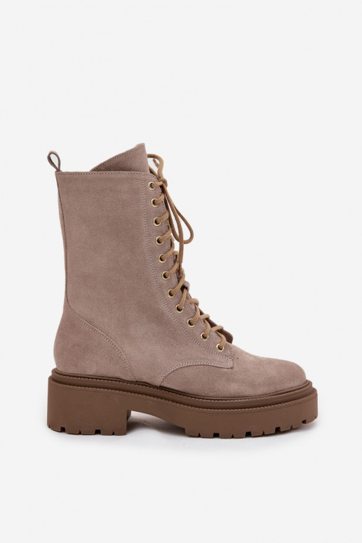 botines de trabajo FemeninoActivadoturalnego de gamuza calentamiento Zazoo 4213 beige