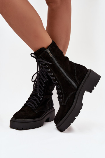 botines de trabajo FemeninoActivadoturalnego de gamuza calentamiento Zazoo 4213 de color negro 2