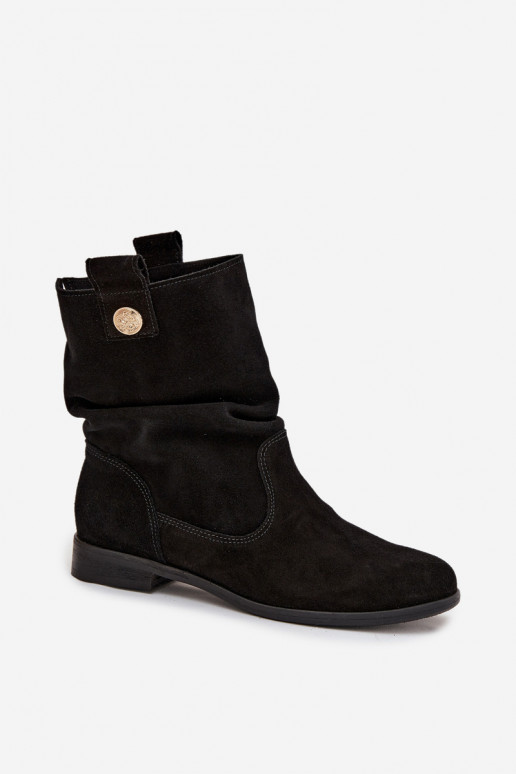 Piel Zapatos de gamuza Femenino Con volantes calentamiento Zazoo 4210 de color negro Piel Zapatos de gamuza Femenino Con volantes calentamiento Zazoo 4210 de color negro