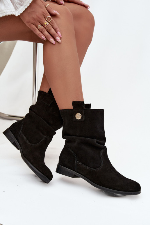 Piel Zapatos de gamuza Femenino Con volantes calentamiento Zazoo 4210 de color negro Piel Zapatos de gamuza Femenino Con volantes calentamiento Zazoo 4210 de color negro