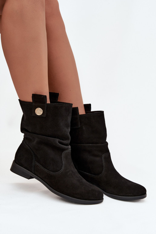 Piel Zapatos de gamuza Femenino Con volantes calentamiento Zazoo 4210 de color negro Piel Zapatos de gamuza Femenino Con volantes calentamiento Zazoo 4210 de color negro