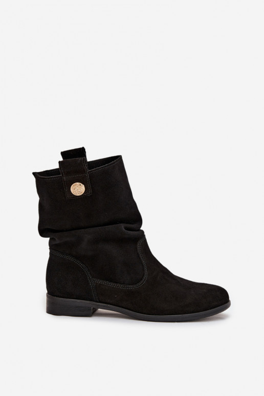 Piel Zapatos de gamuza Femenino Con volantes calentamiento Zazoo 4210 de color negro Piel Zapatos de gamuza Femenino Con volantes calentamiento Zazoo 4210 de color negro