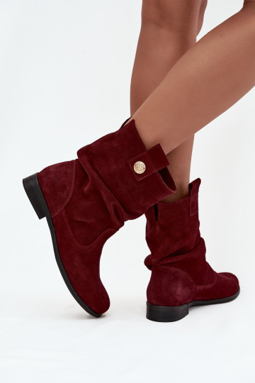 Piel Zapatos de gamuza Femenino Con volantes calentamiento Zazoo 4210 borgoña 2