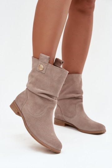 Piel Zapatos de gamuza Femenino Con volantes calentamiento Zazoo 4210 beige 2