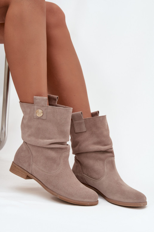Piel Zapatos de gamuza Femenino Con volantes calentamiento Zazoo 4210 beige Piel Zapatos de gamuza Femenino Con volantes calentamiento Zazoo 4210 beige