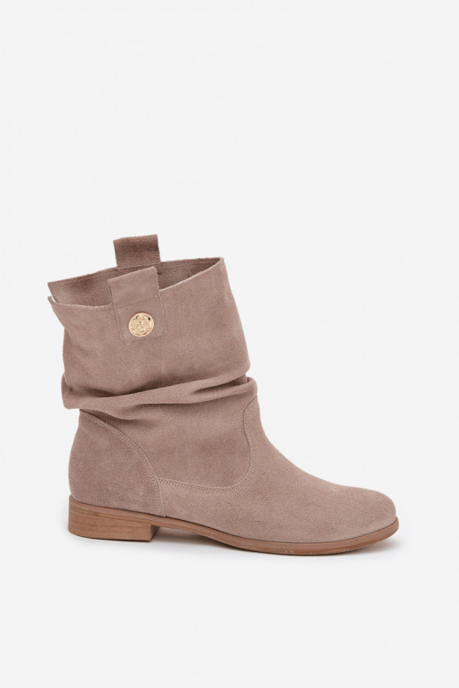 Piel Zapatos de gamuza Femenino Con volantes calentamiento Zazoo 4210 beige Piel Zapatos de gamuza Femenino Con volantes calentamiento Zazoo 4210 beige