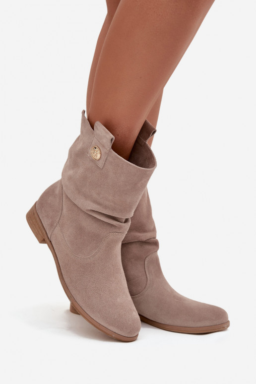Piel Zapatos de gamuza Femenino Con volantes calentamiento Zazoo 4210 beige Piel Zapatos de gamuza Femenino Con volantes calentamiento Zazoo 4210 beige