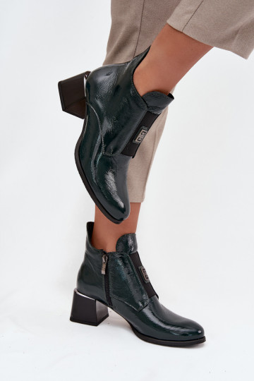 Piel con efecto barniz Botas reloj Con decoraciones Detalem calentamiento Zazoo 60560 de color caqui