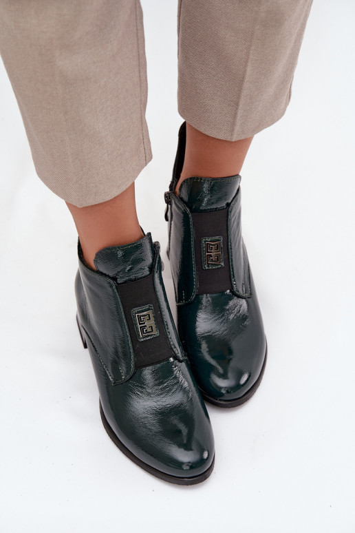 Piel con efecto barniz Botas reloj Con decoraciones Detalem calentamiento Zazoo 60560 de color caqui