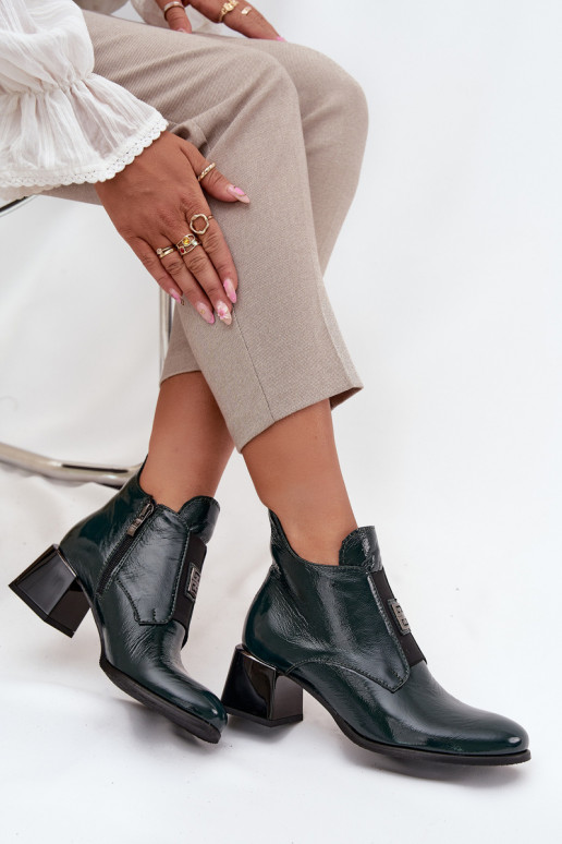 Piel con efecto barniz Botas reloj Con decoraciones Detalem calentamiento Zazoo 60560 de color caqui