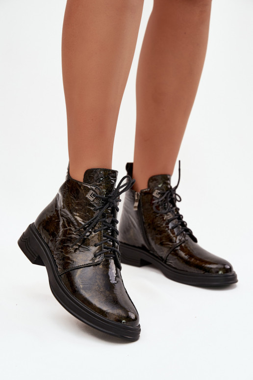 Piel con efecto barniz Botas de mujer calentamiento Al castillo D&A LZ42-042 color dorado Piel con efecto barniz Botas de mujer calentamiento Al castillo D&A LZ42-042 color dorado