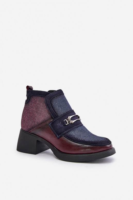 Piel Botas de mujer En tacones enormes con adornos Tiene queciejka A6747-23 borgoñaAo-azul oscuro Piel Botas de mujer En tacones enormes con adornos Tiene queciejka A6747-23 borgoñaAo-azul oscuro