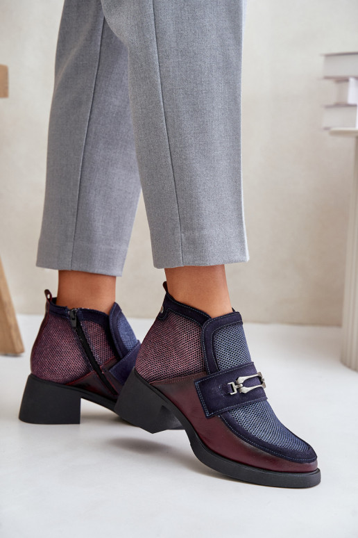 Piel Botas de mujer En tacones enormes con adornos Tiene queciejka A6747-23 borgoñaAo-azul oscuro Piel Botas de mujer En tacones enormes con adornos Tiene queciejka A6747-23 borgoñaAo-azul oscuro