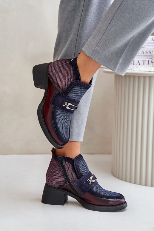 Piel Botas de mujer En tacones enormes con adornos Tiene queciejka A6747-23 borgoñaAo-azul oscuro Piel Botas de mujer En tacones enormes con adornos Tiene queciejka A6747-23 borgoñaAo-azul oscuro