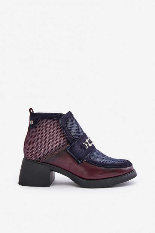 Piel Botas de mujer En tacones enormes con adornos Tiene queciejka A6747-23 borgoñaAo-azul oscuro Piel Botas de mujer En tacones enormes con adornos Tiene queciejka A6747-23 borgoñaAo-azul oscuro