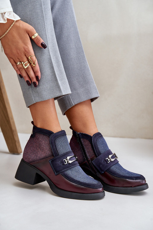 Piel Botas de mujer En tacones enormes con adornos Tiene queciejka A6747-23 borgoñaAo-azul oscuro Piel Botas de mujer En tacones enormes con adornos Tiene queciejka A6747-23 borgoñaAo-azul oscuro