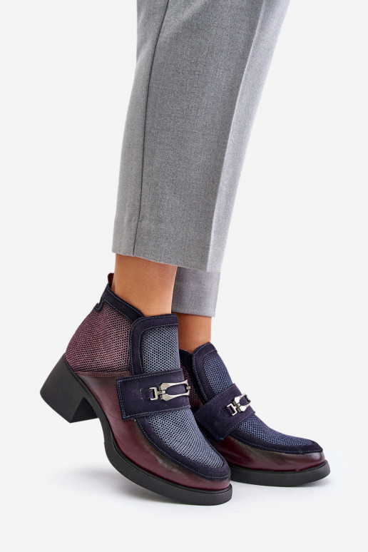 Piel Botas de mujer En tacones enormes con adornos Tiene queciejka A6747-23 borgoñaAo-azul oscuro Piel Botas de mujer En tacones enormes con adornos Tiene queciejka A6747-23 borgoñaAo-azul oscuro