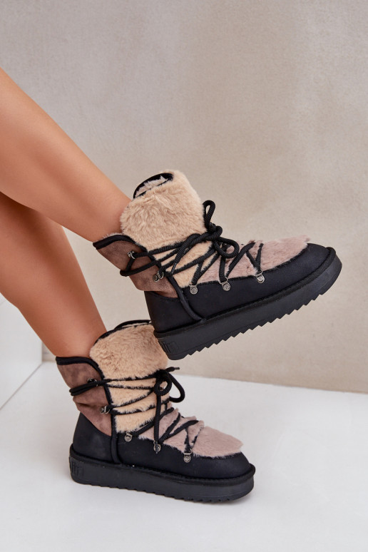 Botas de nieve Femenino con un abrigo de piel D.Franklin DFSH370012 de color negro