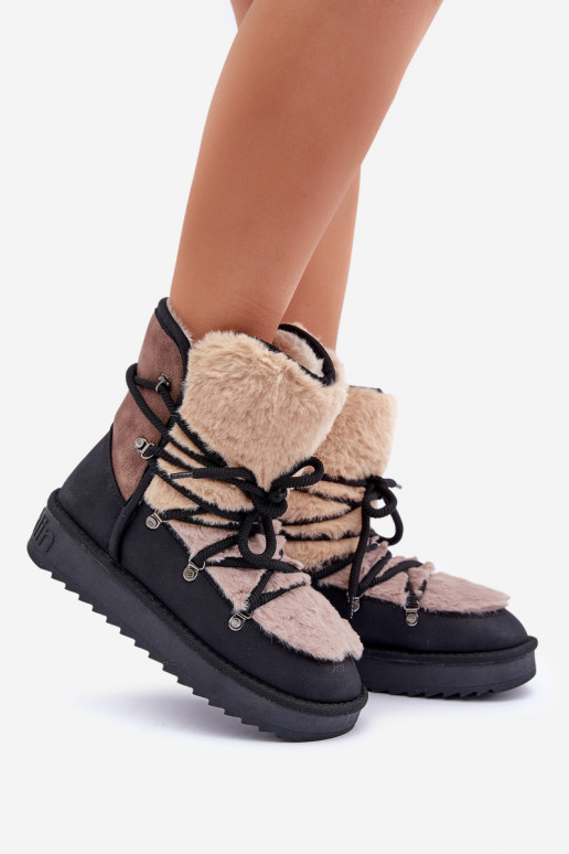 Botas de nieve Femenino con un abrigo de piel D.Franklin DFSH370012 de color negro