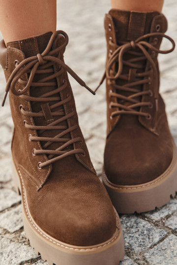 Botines de mujer de ante con cordones Big Star SS274792 marrones 2