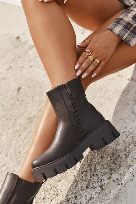 Botines acogedores para mujer de eco piel color marrón oscuro "Fivienne" Botines acogedores para mujer de eco piel color marrón oscuro "Fivienne"