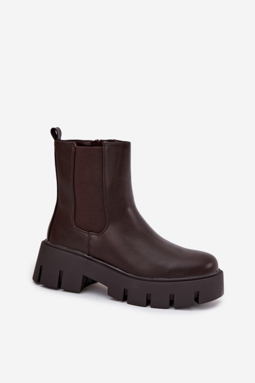 Botines acogedores para mujer de eco piel color marrón oscuro "Fivienne" Botines acogedores para mujer de eco piel color marrón oscuro "Fivienne"