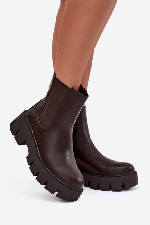 Botines acogedores para mujer de eco piel color marrón oscuro "Fivienne" Botines acogedores para mujer de eco piel color marrón oscuro "Fivienne"