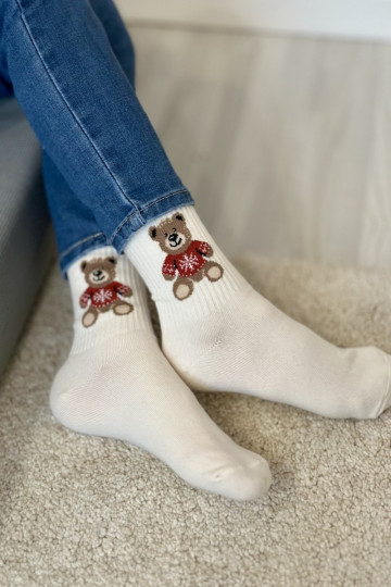calcetines para niños Juventud osos de peluche EN SAeterku color marfil