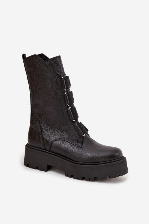 Botas de mujerActivadoturalnej Skóry con una plataforma Zazoo 3795 de color negro Botas de mujerActivadoturalnej Skóry con una plataforma Zazoo 3795 de color negro