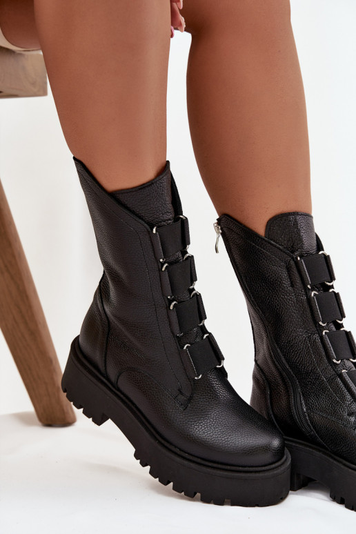 Botas de mujerActivadoturalnej Skóry con una plataforma Zazoo 3795 de color negro Botas de mujerActivadoturalnej Skóry con una plataforma Zazoo 3795 de color negro