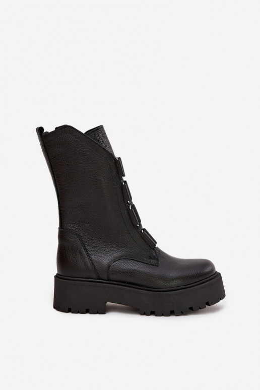 Botas de mujerActivadoturalnej Skóry con una plataforma Zazoo 3795 de color negro Botas de mujerActivadoturalnej Skóry con una plataforma Zazoo 3795 de color negro