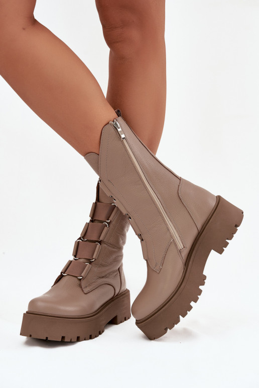Botas de mujerActivadoturalnej Skóry con una plataforma Zazoo 3795 beige Botas de mujerActivadoturalnej Skóry con una plataforma Zazoo 3795 beige
