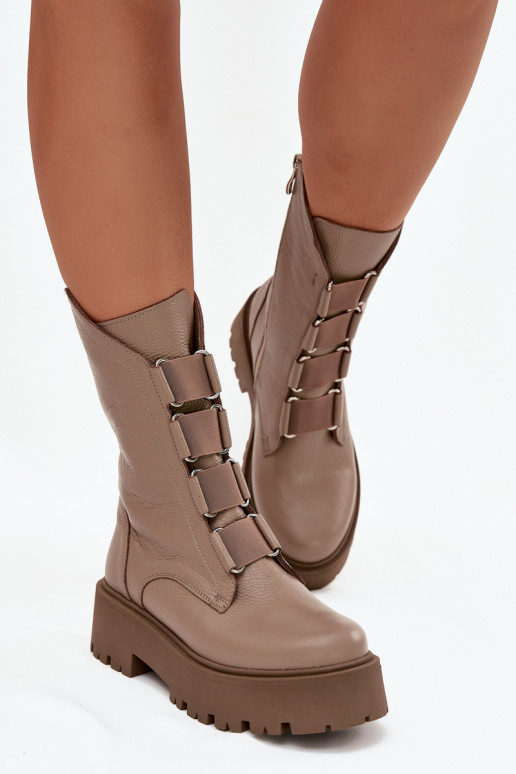 Botas de mujerActivadoturalnej Skóry con una plataforma Zazoo 3795 beige Botas de mujerActivadoturalnej Skóry con una plataforma Zazoo 3795 beige