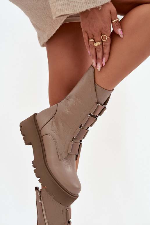Botas de mujerActivadoturalnej Skóry con una plataforma Zazoo 3795 beige Botas de mujerActivadoturalnej Skóry con una plataforma Zazoo 3795 beige