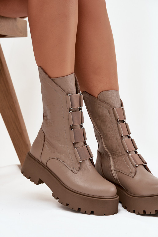 Botas de mujerActivadoturalnej Skóry con una plataforma Zazoo 3795 beige Botas de mujerActivadoturalnej Skóry con una plataforma Zazoo 3795 beige