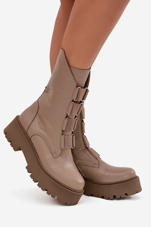 Botas de mujerActivadoturalnej Skóry con una plataforma Zazoo 3795 beige Botas de mujerActivadoturalnej Skóry con una plataforma Zazoo 3795 beige
