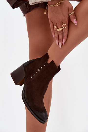 Botas de mujerActivadoturalnego de gamuzau con tacones Zazoo 1136 CzekoladoAe