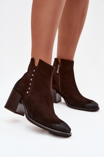 Botas de mujerActivadoturalnego de gamuzau con tacones Zazoo 1136 CzekoladoAe 2