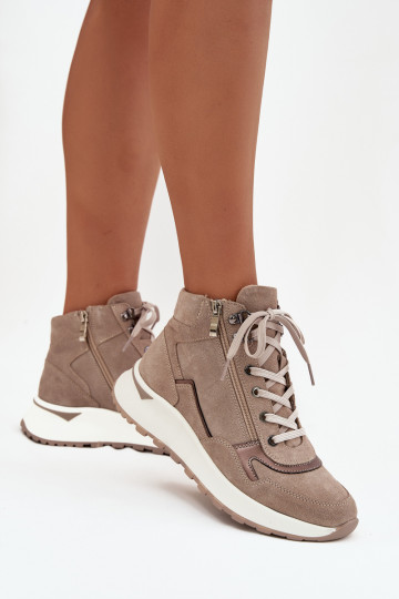 Botas Estilo deportivo Femenino con una plataformaActivadoturalnego de gamuzau Zazoo Z1239 beige