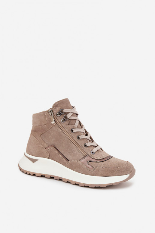 Botas Estilo deportivo Femenino con una plataformaActivadoturalnego de gamuzau Zazoo Z1239 beige
